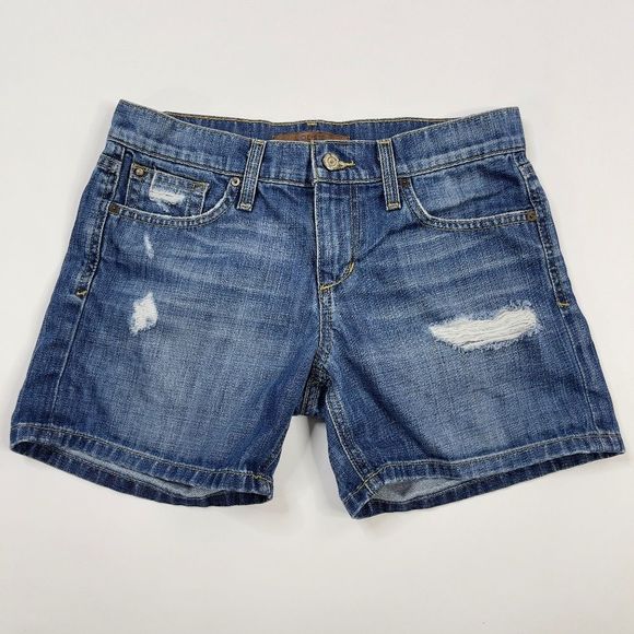 Joe's Samara Distressed Jean Shorts Women's 25 Mid Rise Denim Medium Wash Blue - Picture 1 of 10